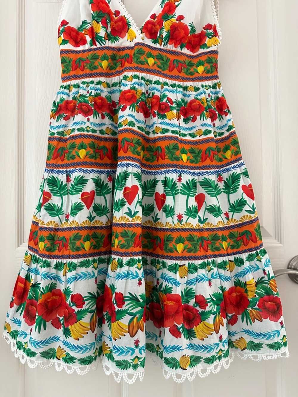 Farm Rio x Anthropologie V-neck Tiered Mini Dress Women's Size Small - Picture 7 of 16